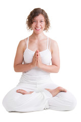 Frau, glücklich beim Yoga