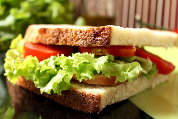 vegetables and bacon sandwich