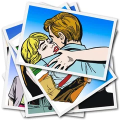 Cercles muraux Des bandes dessinées Collection d& 39 illustrations avec des couples amoureux