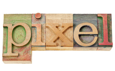 pixel word in wood type