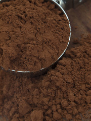 cocoa in the metal spoon