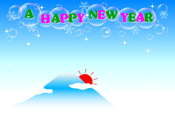 年賀状　背景　富士　初日の出