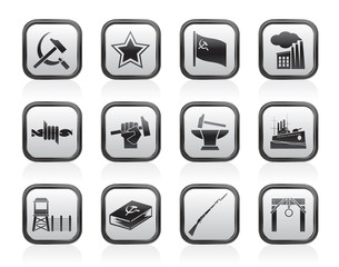 Communism, socialism and revolution icons - vector icon set