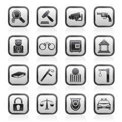 Law, Police and Crime icons - vector icon set