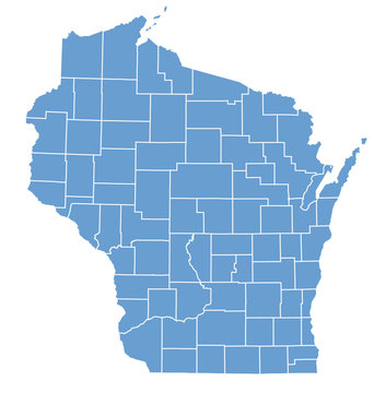 State Map of Wisconsin by counties