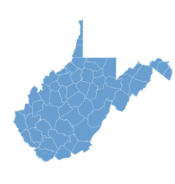 State Map of West Virginia by counties
