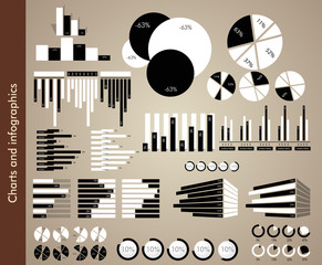 Black and white charts and infographics