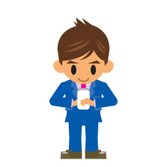 ビジネスマン イラスト スマートフォン 操作