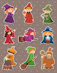 cartoon Wizard and Witch stickers