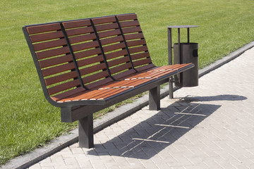 empty bench and urn-table