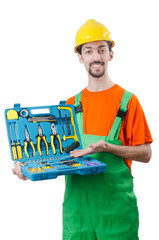 Repairman in coveralls in industrial concept