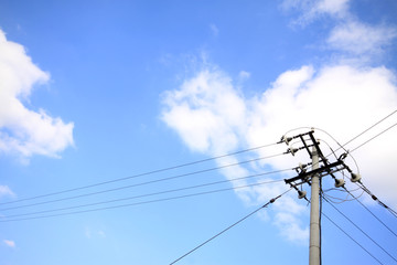 blue sky telegraph pole