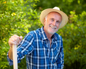 Senior gardener take a break