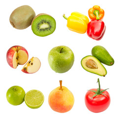 set of fruits and vegetables