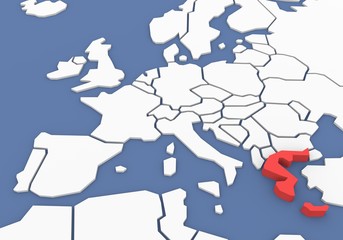 Three-dimensional map of Greece isolated on background. 3d