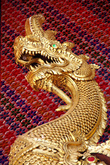 Fototapeta premium dragon on colorful glass, Thailand