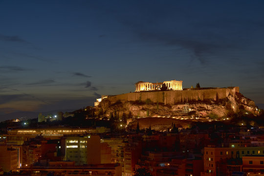 Acropolis  illuminated, Athens Greece