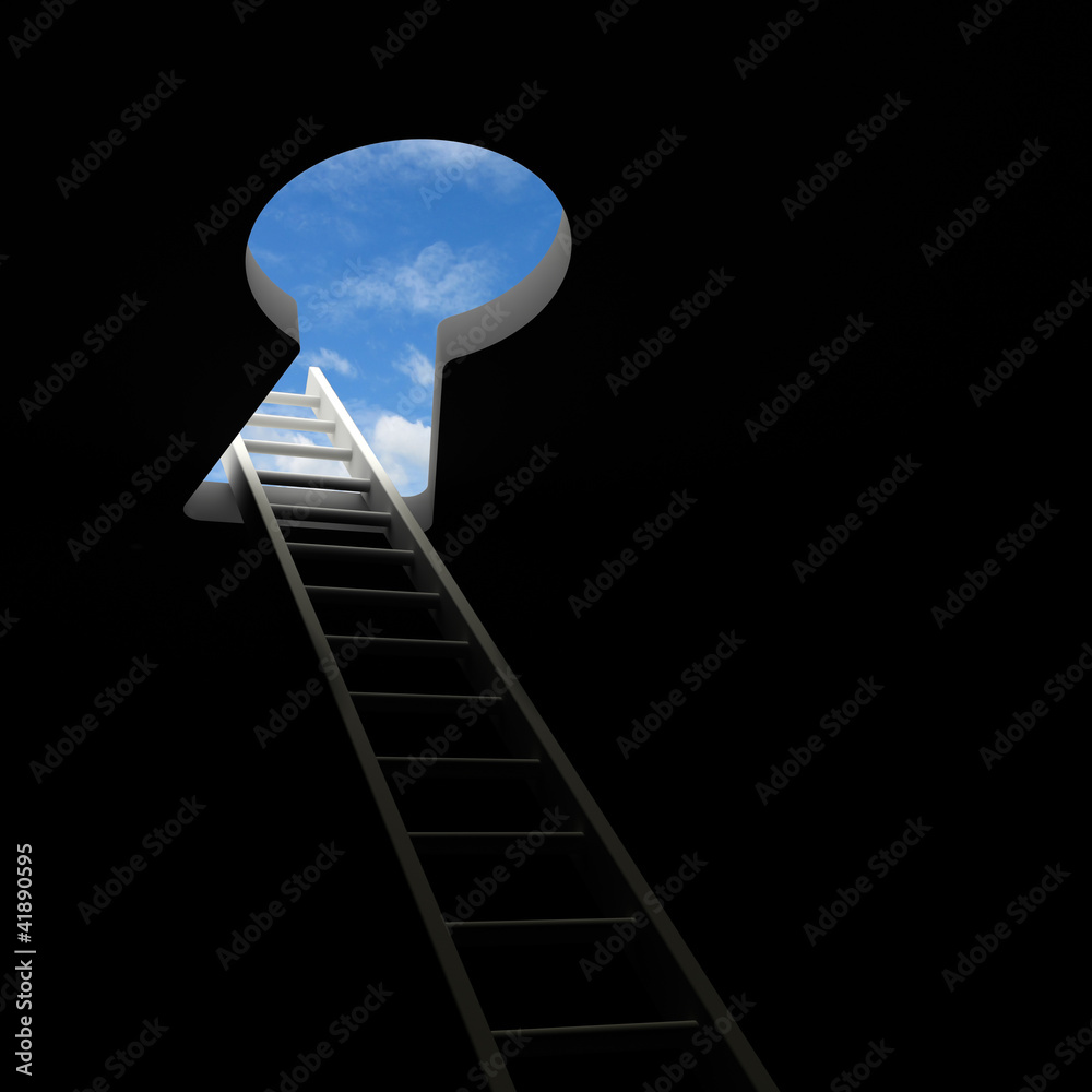 Aufkleber ladder through keyhole to the sky