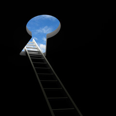 Ladder through keyhole to the sky © masterzphotofo