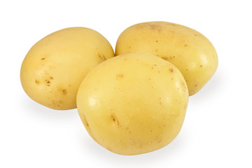 three potatoes on a white background