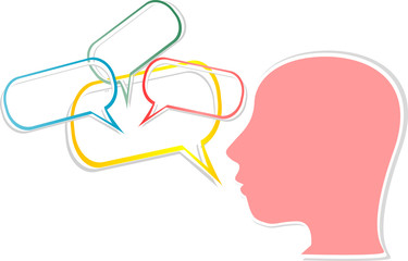 Vector head with comic bubbles