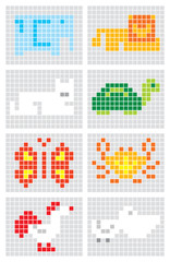 Set of vector mosaic sketch animals