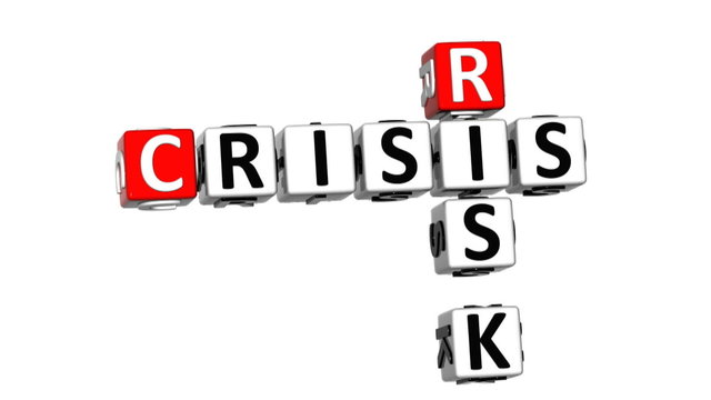 3D Crisis Risk Crossword on white background
