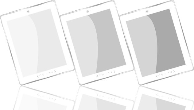 white tablet pc computer set