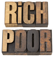 rich and poor words in wood type