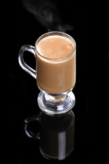 Coffee cappuccino in glassy mug