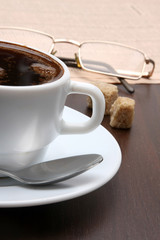 Having a cup of coffee, closeup