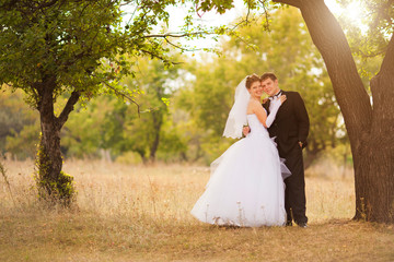 Romantic wedding couple