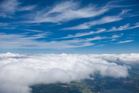aerial view of comulus clouds