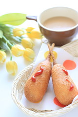 Corn dog and Coffee