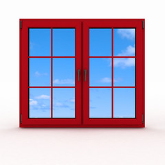 3d closed plastic window on white background