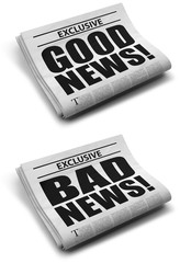 Good and bad news front cover newspaper