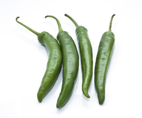 green chilli on the white background