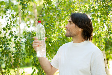 Middle-aged man in a park