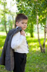 Fototapeta premium The Boy in the birch forest