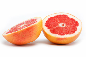 Fresh grapefruit on a white background.