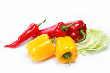 Healthy food. Fresh vegetables. Peppers on a white background.