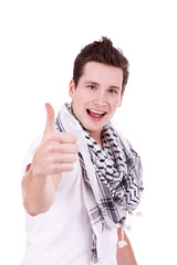 man making the ok thumbs up gesture