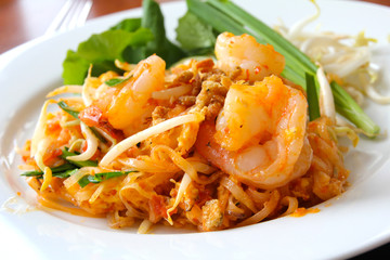 Thai food, stir-fried rice noodles (Pad Thai).