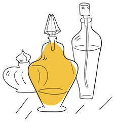 Vector perfume bottles are isolated on a white background