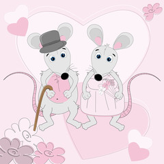 Mouse wedding.Valentine day motives