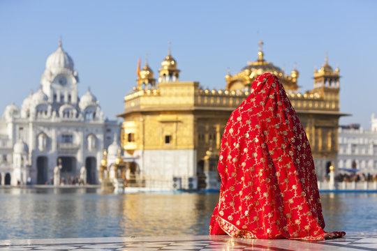 Woman In A Sari Sat Opposite, Golden Temple, Amritsar, India