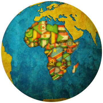 african countries territories on globe map
