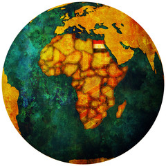 egypt flag on globe map