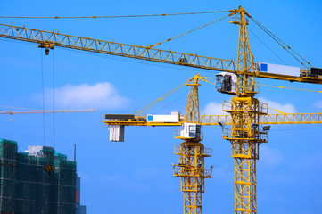 Cranes on construction site