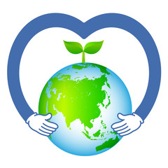 エコ　地球　手　葉　芽